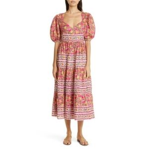 Mille Resort and Travel Maja Floral Tiered Cotton Midi Dress
